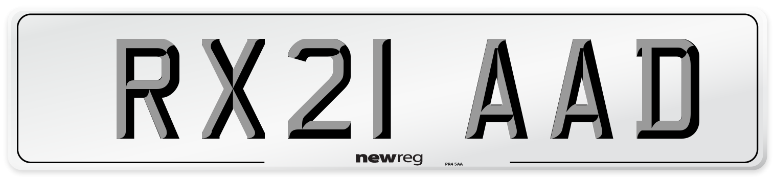 RX21 AAD Number Plate from New Reg